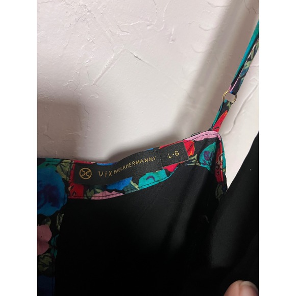 ViX Paula Hermanny Floral Silk Blend Wrap Romper Blue Pink Large L-G - Picture 4 of 9